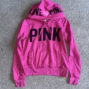 Vintage - Victoria's Secret PINK Love Pink Hoodie w/Kangaroo Pockets - S